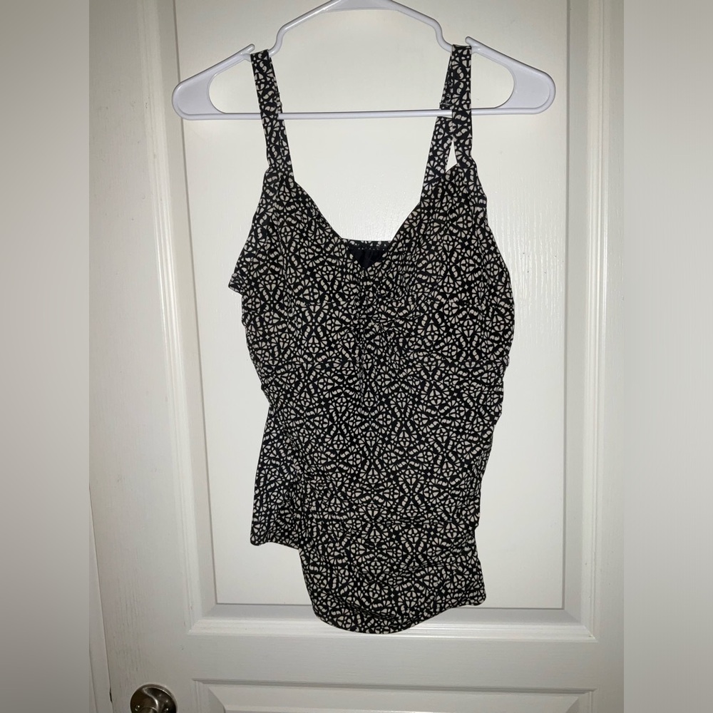 LL Bean Black and White Bathing Suit Top